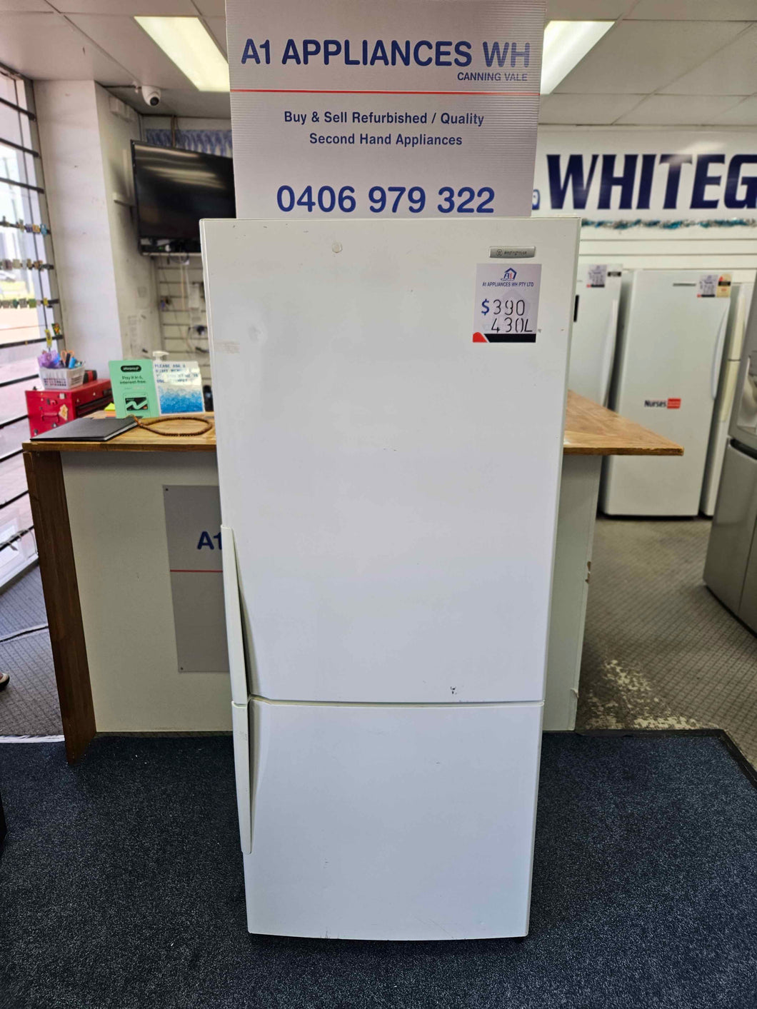 Westinghouse 430L Bottom Mount Fridge Freezer / WBM4300WB