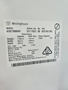 Westinghouse 700L Double Door Fridge Freezer Silver / WSE7000WF