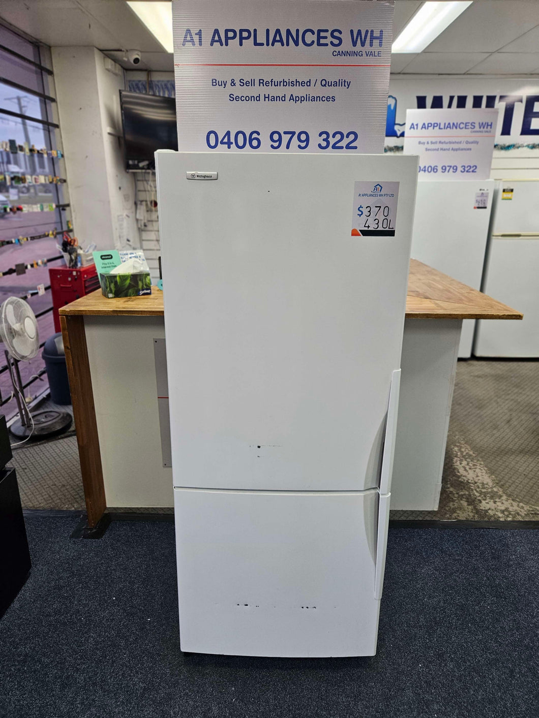 Westinghouse 430L Bottom Mount Fridge Freezer / WBM4300WB
