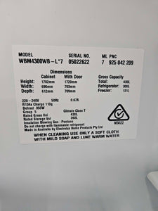 Westinghouse 430L Bottom Mount Fridge Freezer / WBM4300WB