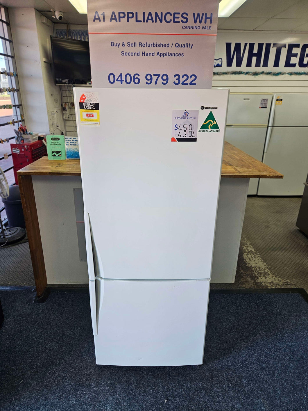 Westinghouse 430L Bottom Mount Fridge Freezer / WBM4300WB-R