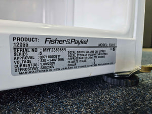 Fisher & Paykel 380L Top Mount Fridge Freezer /E381T