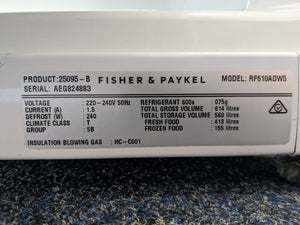 Fisher & Paykel 614L French Door Fridge Freezer White
