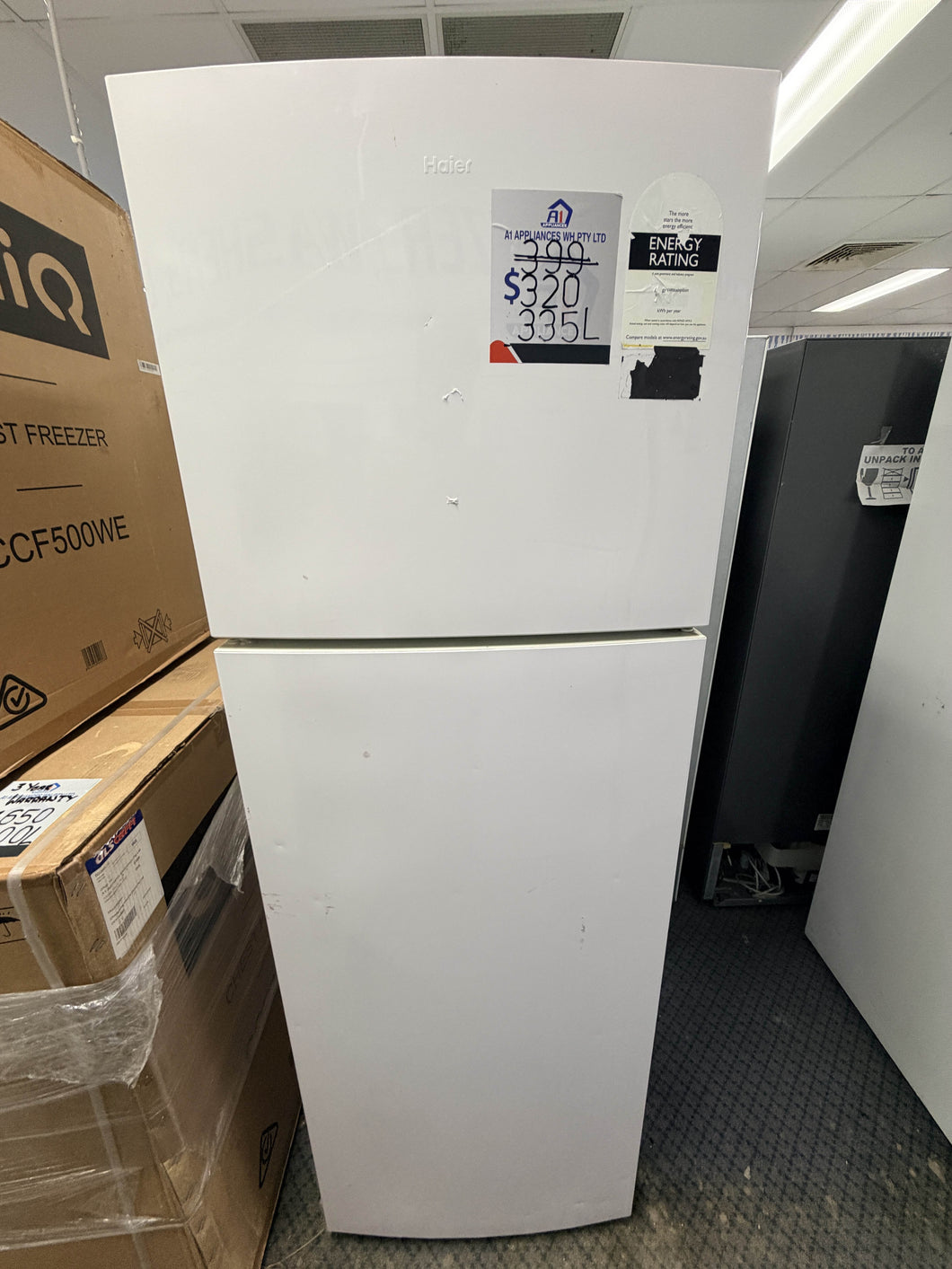 Haier HRF335FW 335L Top-Mount Refrigerator – White, Frost-Free, Compact Family Fridge