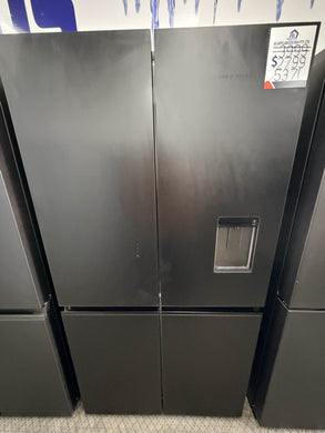 Fisher & Paykel RF605QZUVB1 538 L Quad-Door Fridge – Black Glass, Ice & Water