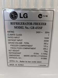 LG 392L Top Mount Fridge Freezer White