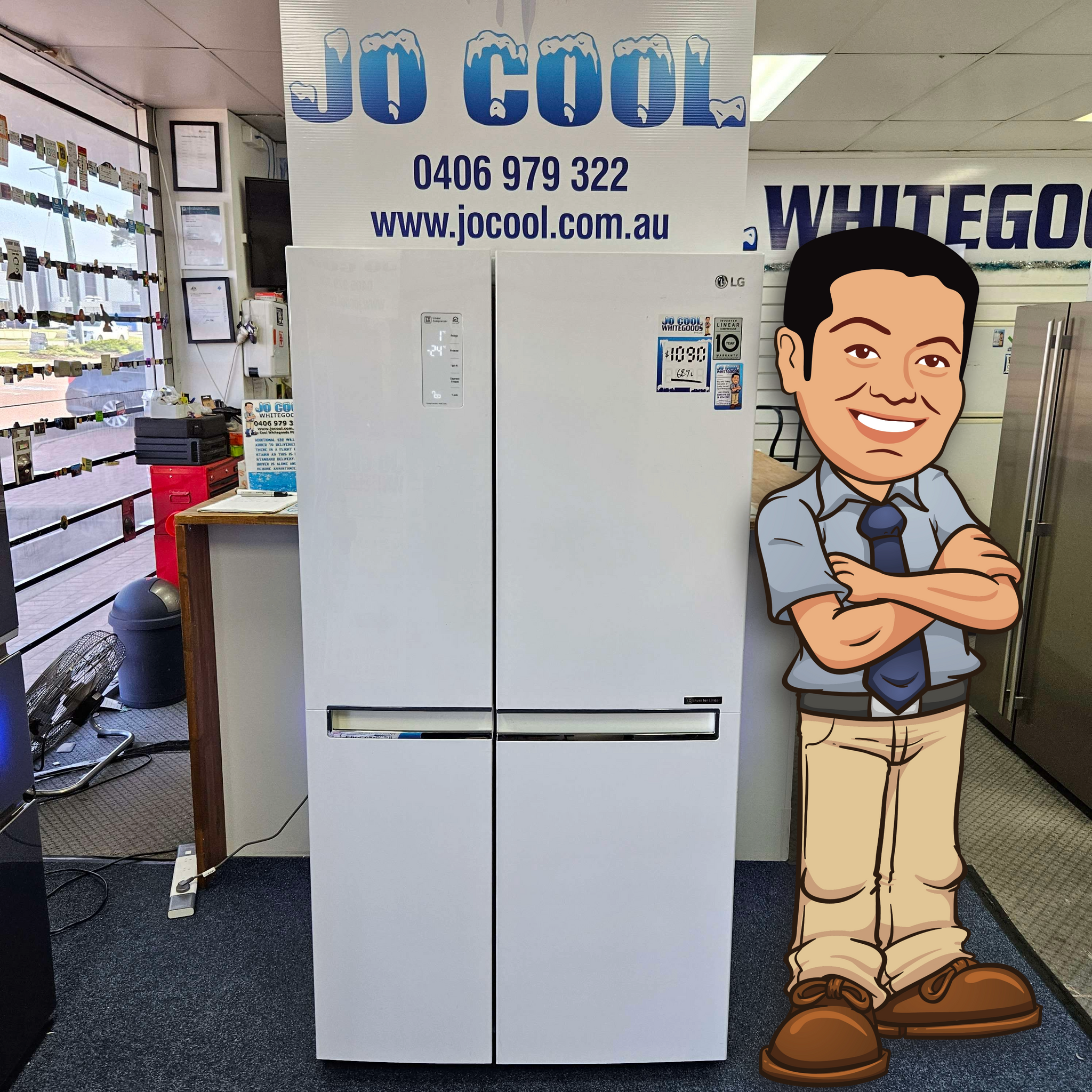LG 687L Double Door Fridge White