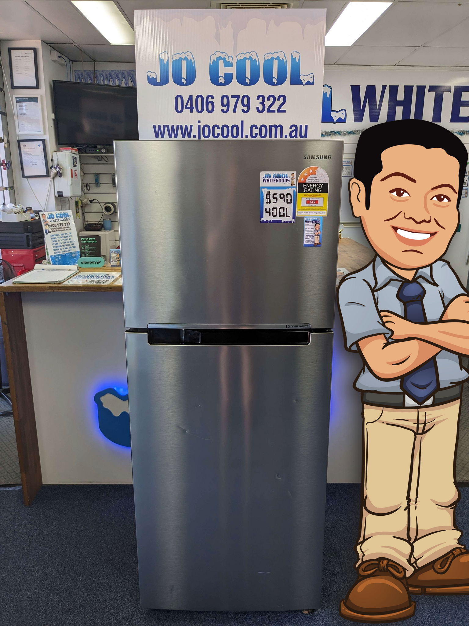 Samsung 400L Top Mount Fridge Freezer Silver Jo Cool Whitegoods