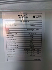Whirlpool 445L Top Mount Fridge Freezer White